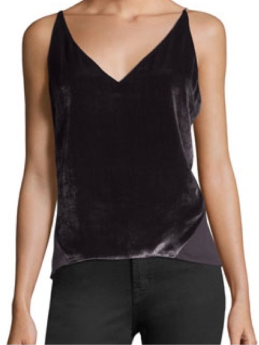 J Brand Velvet Silk Purple V Neck Going Out Top Camisole Layering Holiday Small